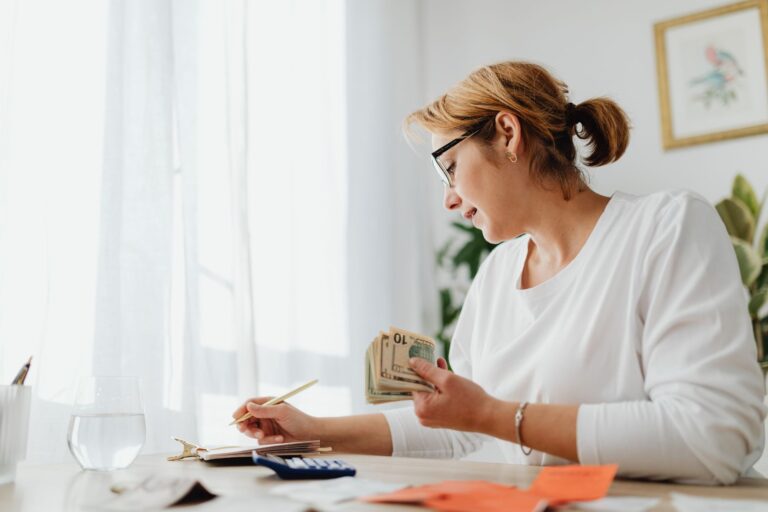 Woman reviewing bank