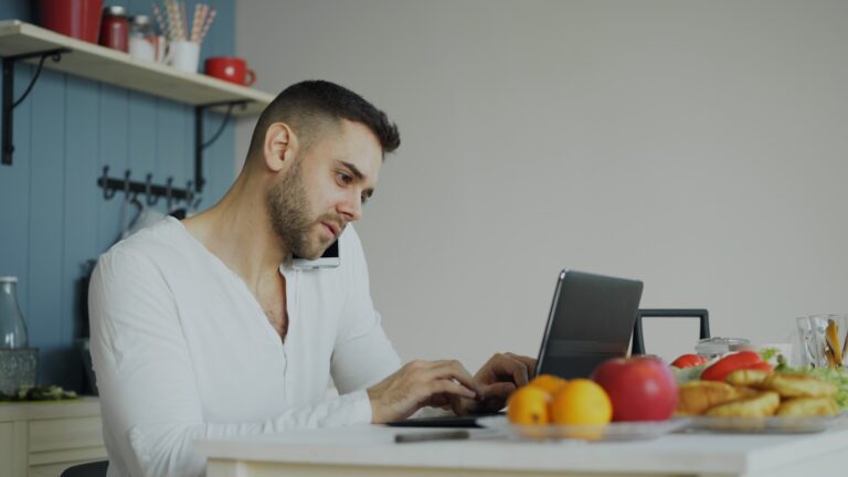 Person checking finances