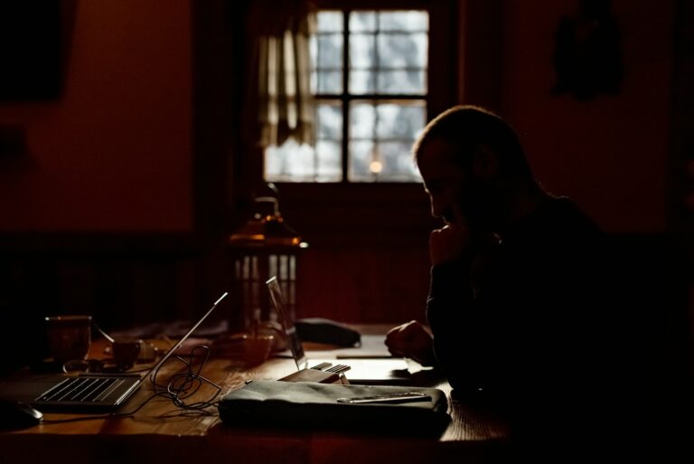 Man checking receipts