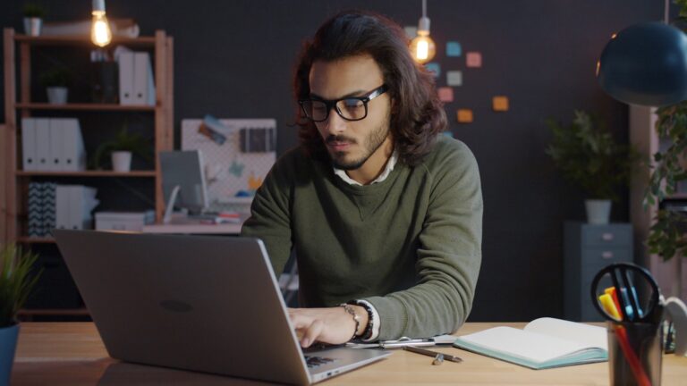 Person working laptop