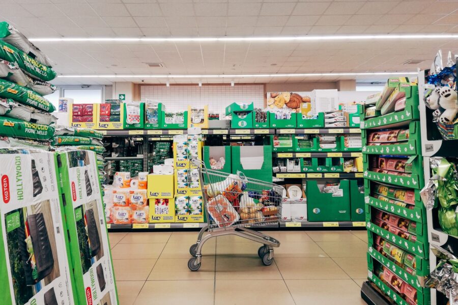 Supermarket aisle shopping