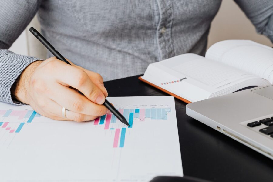 Person reviewing investment
