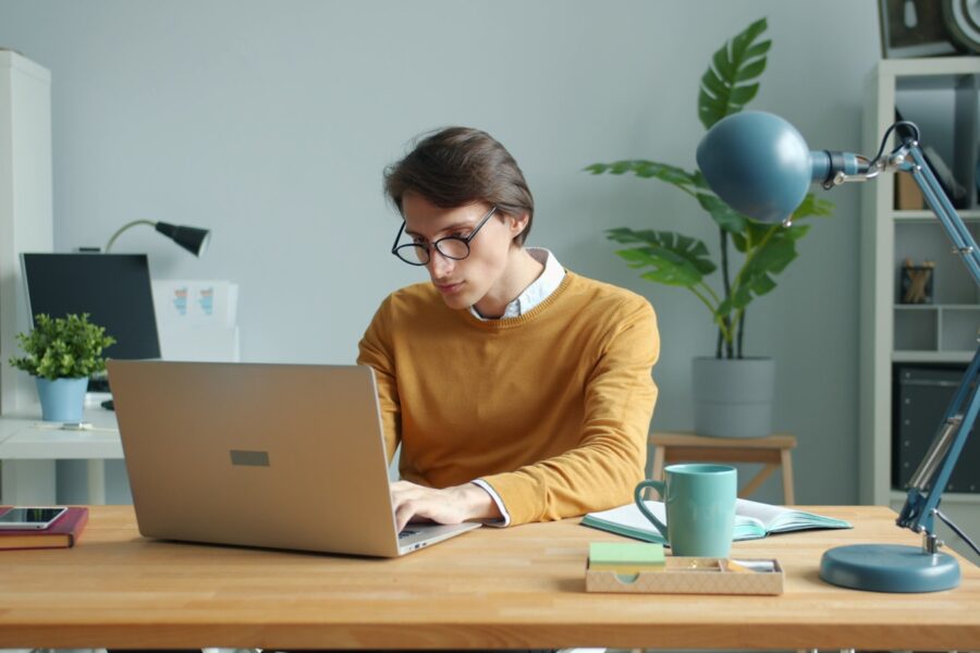Freelancer laptop home