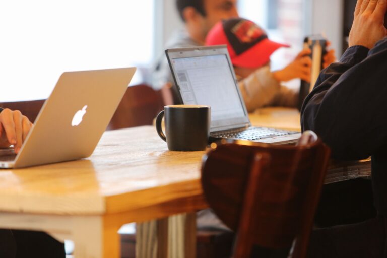 Freelancer laptop coffee