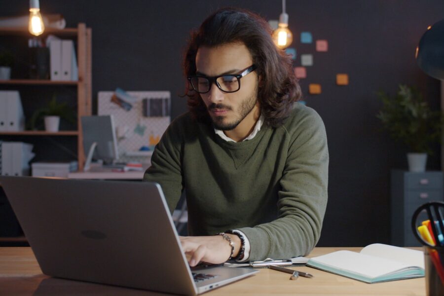 Person working laptop