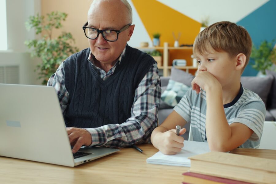 Person helping senior