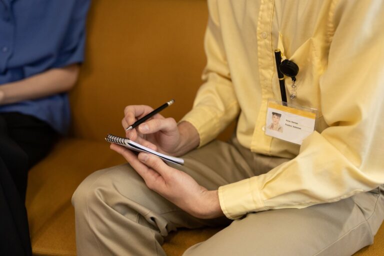 Employee taking notes