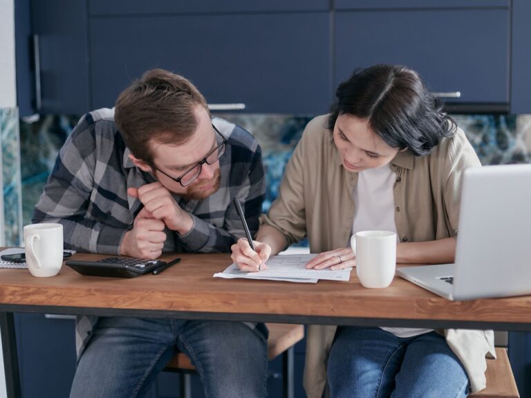 Couple reviewing finances