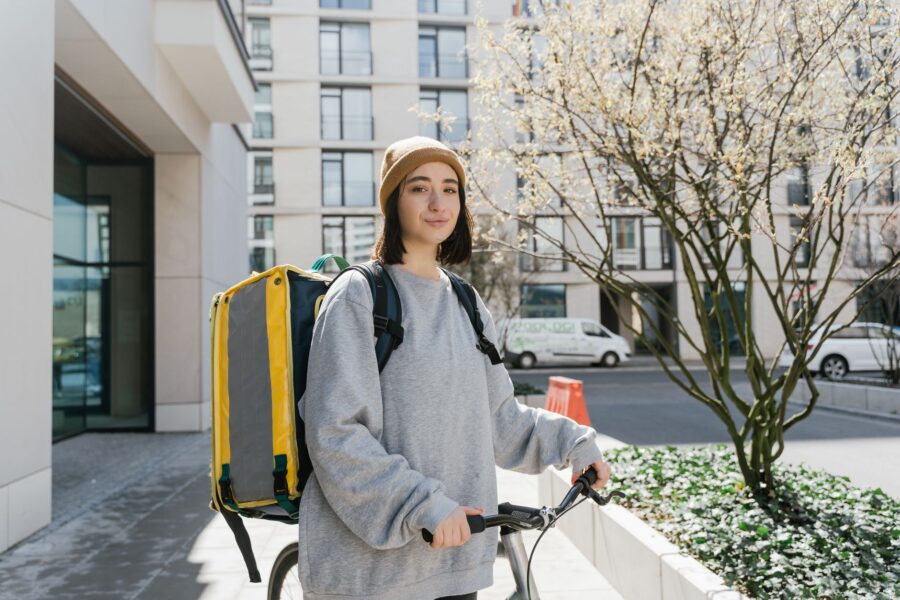Courier delivering packages