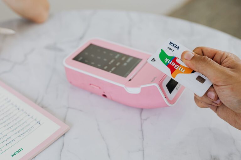Woman using debit