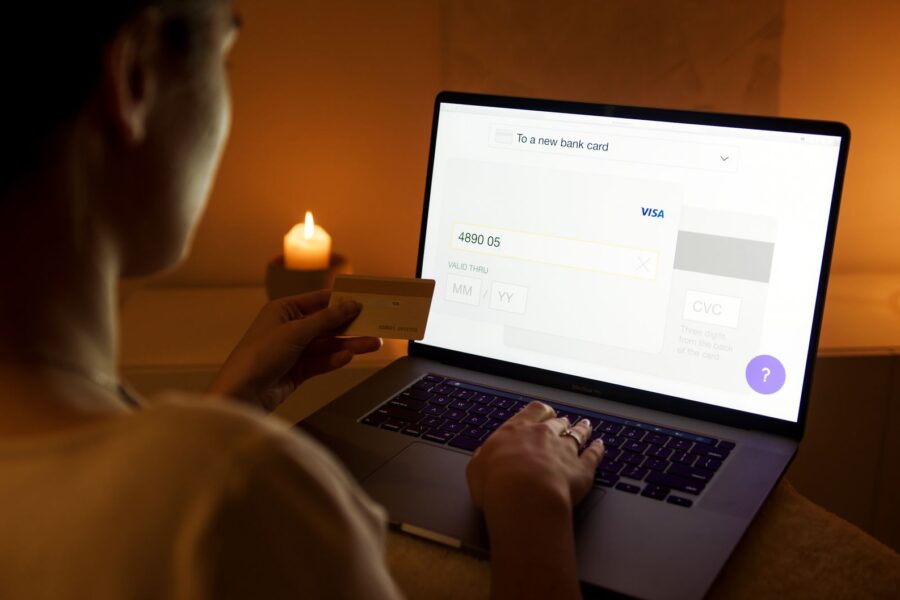 Woman checking online