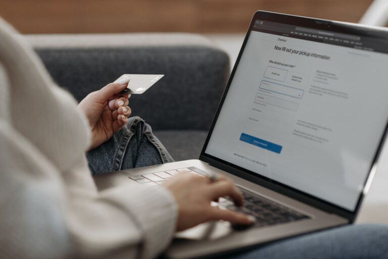 Woman checking online