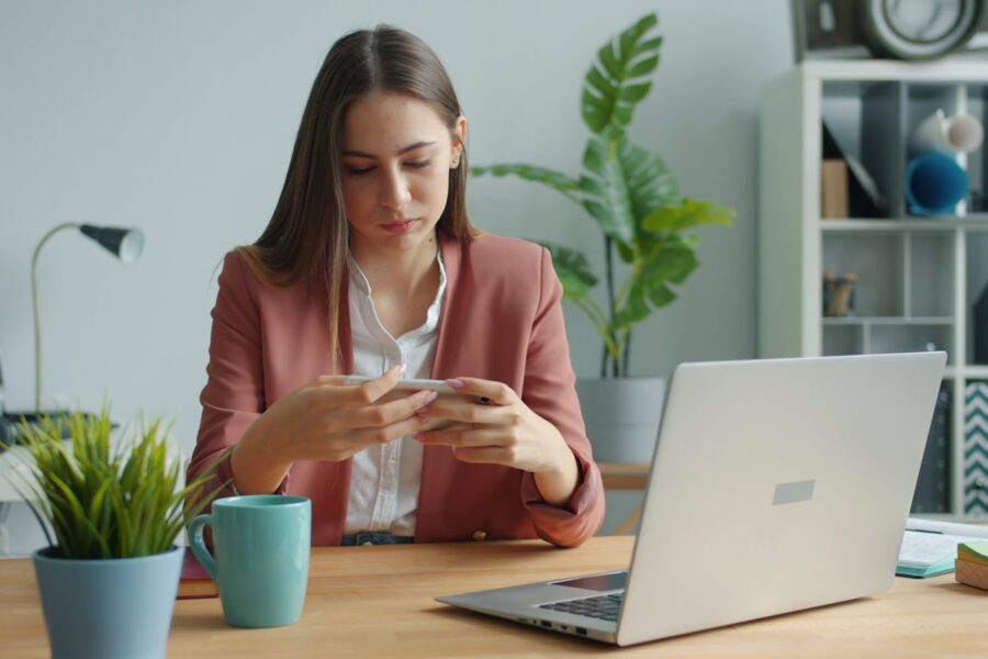 Person checking credit