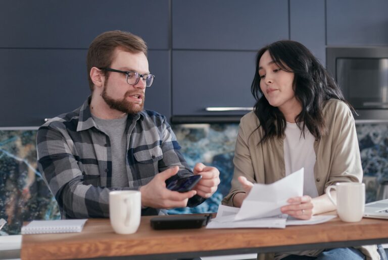 Diverse couple discussing