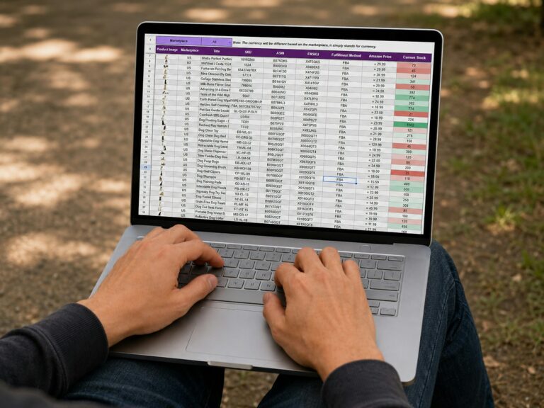 Spreadsheet laptop showing