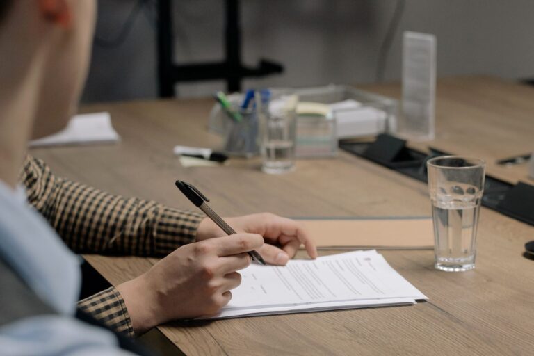 Business owner signing
